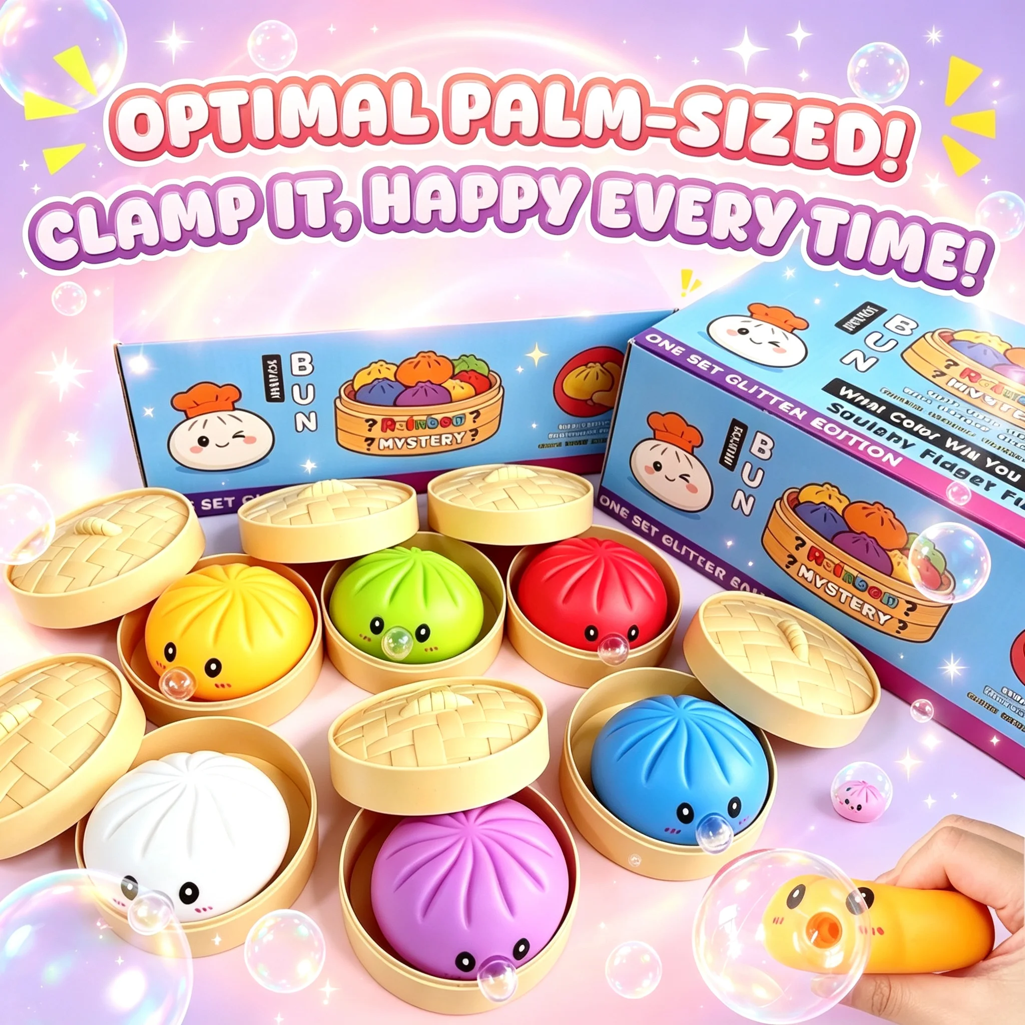 Colorful Smiley Face Dumpling Squishy Bubble-Blowing Blind Box Non-Sticky Slow Rebound Funny Stress Relief Toy