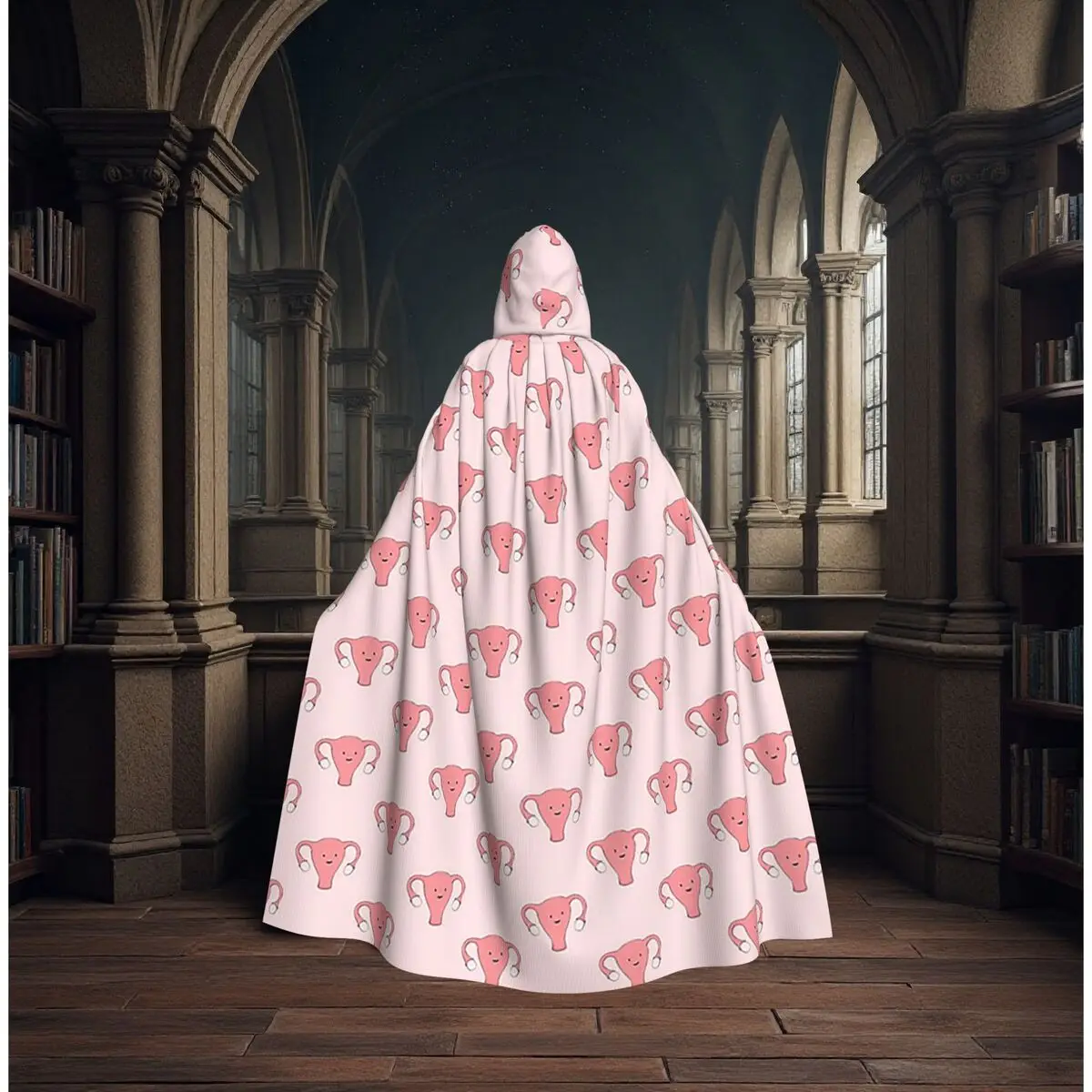 Uterus Series - Happy Womb Day Long Hooded Cloak Witch Medieval Costume Cosplay Cape HalloweenVampire Adult Unisex - view 2