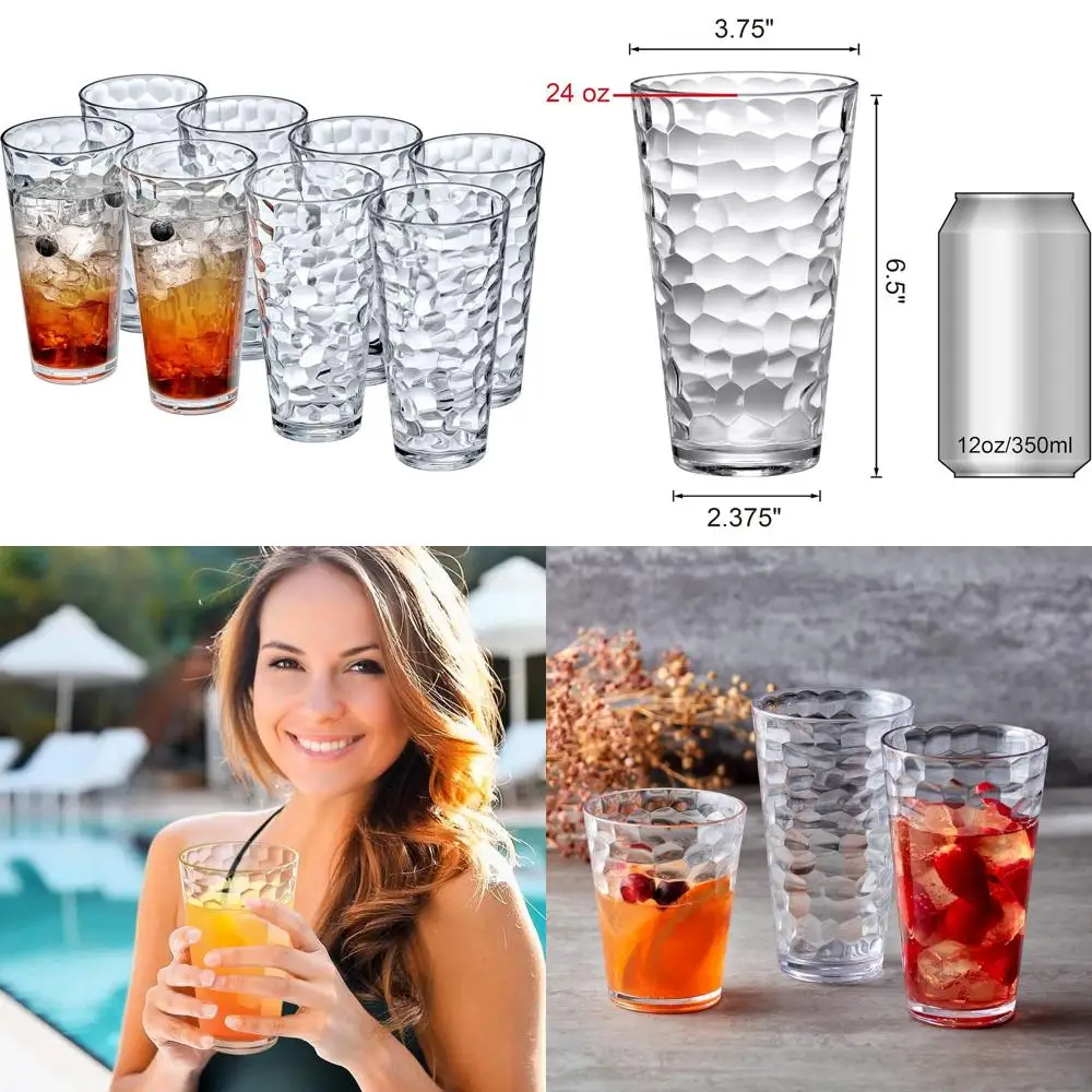 

Набор из 8 прозрачных пластиковых стаканов объемом 24 унции, штабелируемые стаканы-хайболы, многоразовые, без бисфенола А, ударопрочные, можно мыть в посудомоечной машине