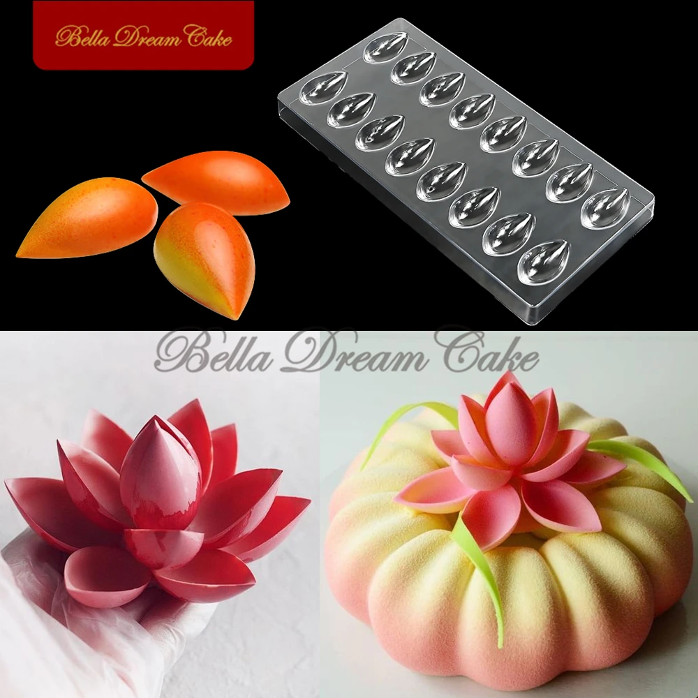 16 Holes Water Drop Lotus Shape Bonbon Chocolate Mold DIY Valentine's Day Dessert Mousse Mould PET Cake Decorating Tool Bakeware