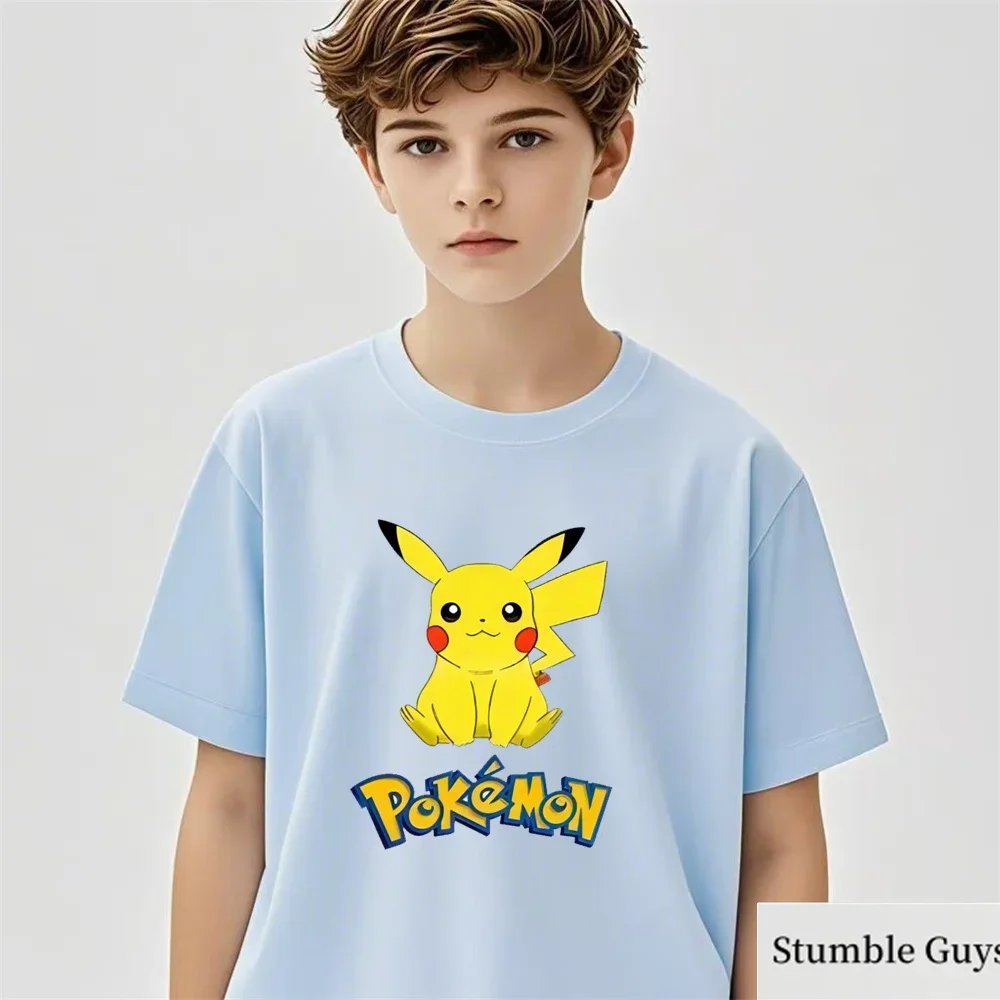الصيف بوكيمون ثلاثية الأبعاد الطباعة الأطفال بيكاتشو تي شيرت لصبي عادية بنين بنات موضة تي شيرت الاطفال 3-14 سنة الكرتون الملابس
