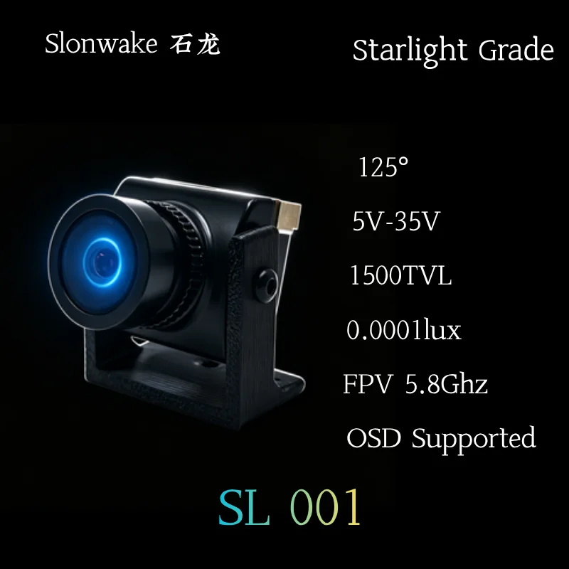 SLONWAKE SL-01 Starlight FPV Camera 1500TVL 5.8GHz Analog CVBS Night Vision 125° 2.0mm Lens OSD NTSC/PAL Switchable RC Hobby Mod