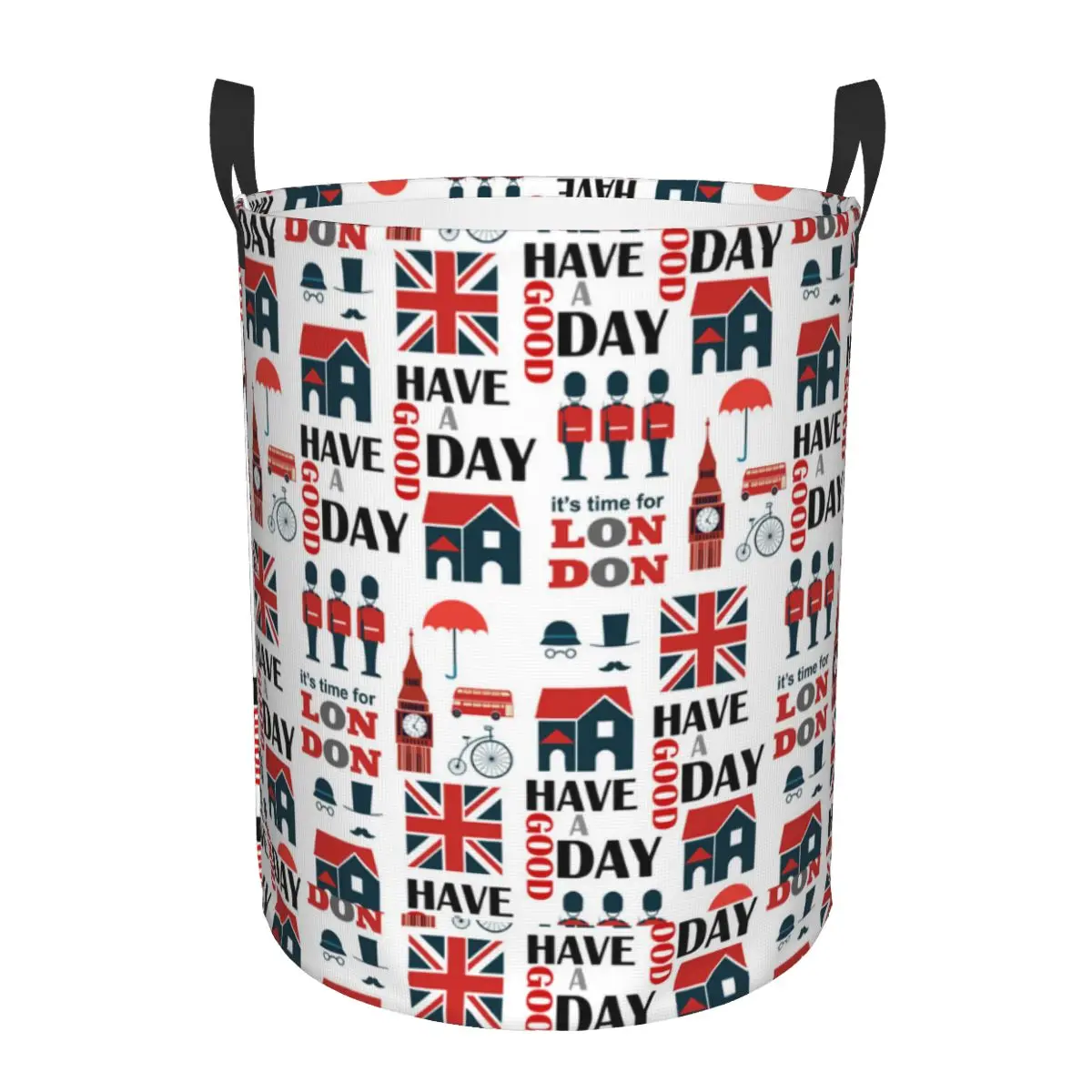 United Kingdom London Collage Laundry Hamper Large Clothes Storage Basket UK British Pattern Toy Bin Organizer for Nursery