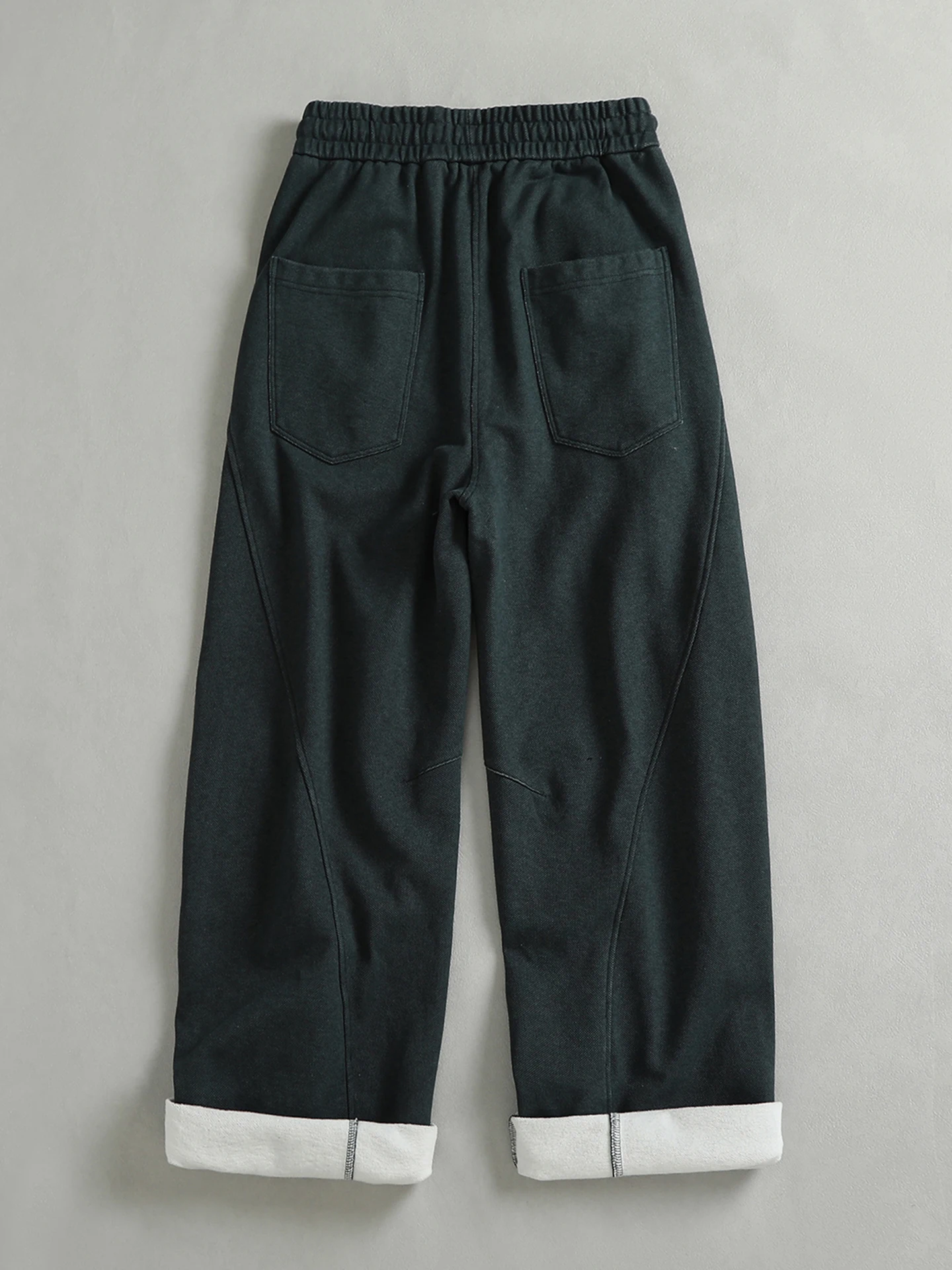 خريف جديد الأمريكية الرجعية الوزن الثقيل شبكة الحياكة سميكة Sweatpants الرجال غسلها الرباط القديم فضفاض مستقيم سراويل تقليدية