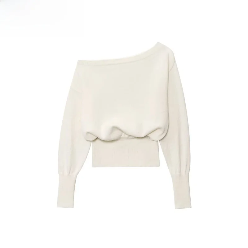 

ZBZR Faionable oulder-Bared Long Sve Knitted Sweater Women's Slim Fit Base Layer irt American Sle Loose pe Polye...