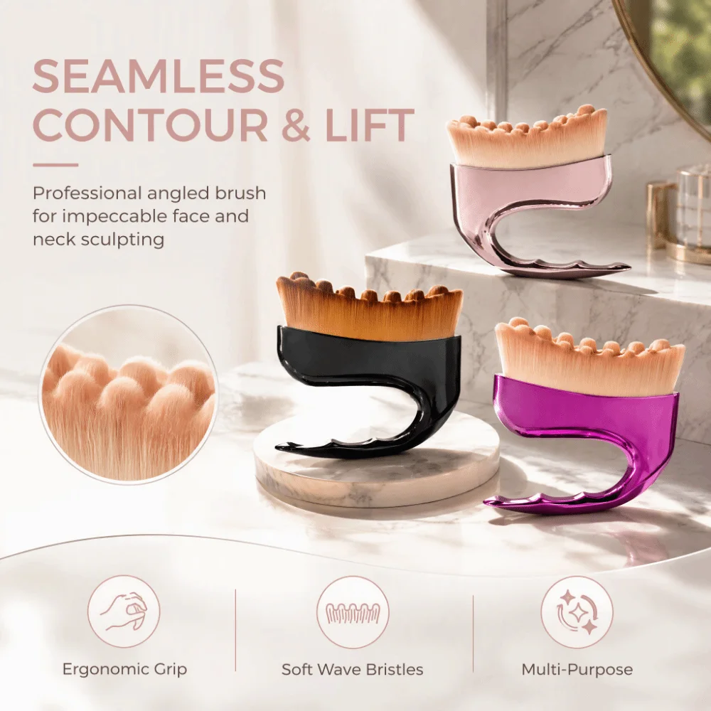 Lifting Effect Soft Bristle Texture Brush Angled Design Large Head Face Brush Ergonomic Handle Facial Brush Women Gift