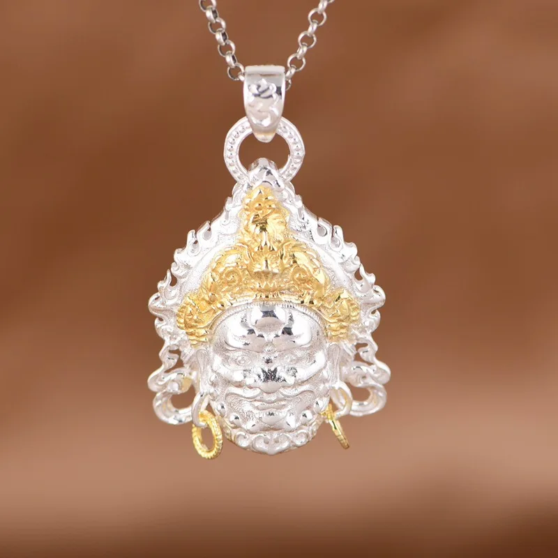 

Подвеска Будды Махакала, простое серебро, позолоченное, S925, этнический тибетский стиль, без цепочки