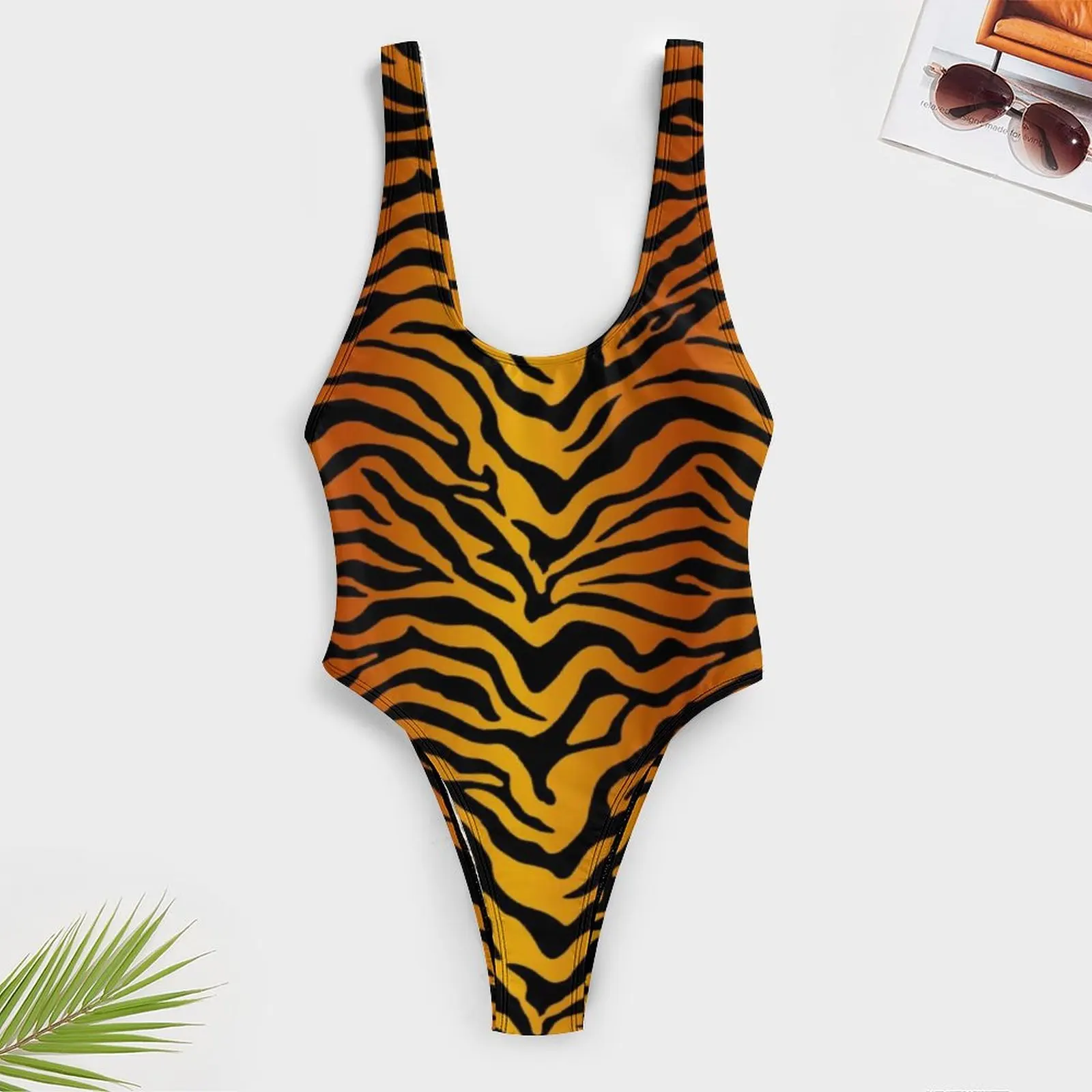 Baju renang wanita motif hewan seksi baju renang kuning bergaris harimau pakaian renang wanita pakaian mandi Push Up pantai ukuran besar XXL