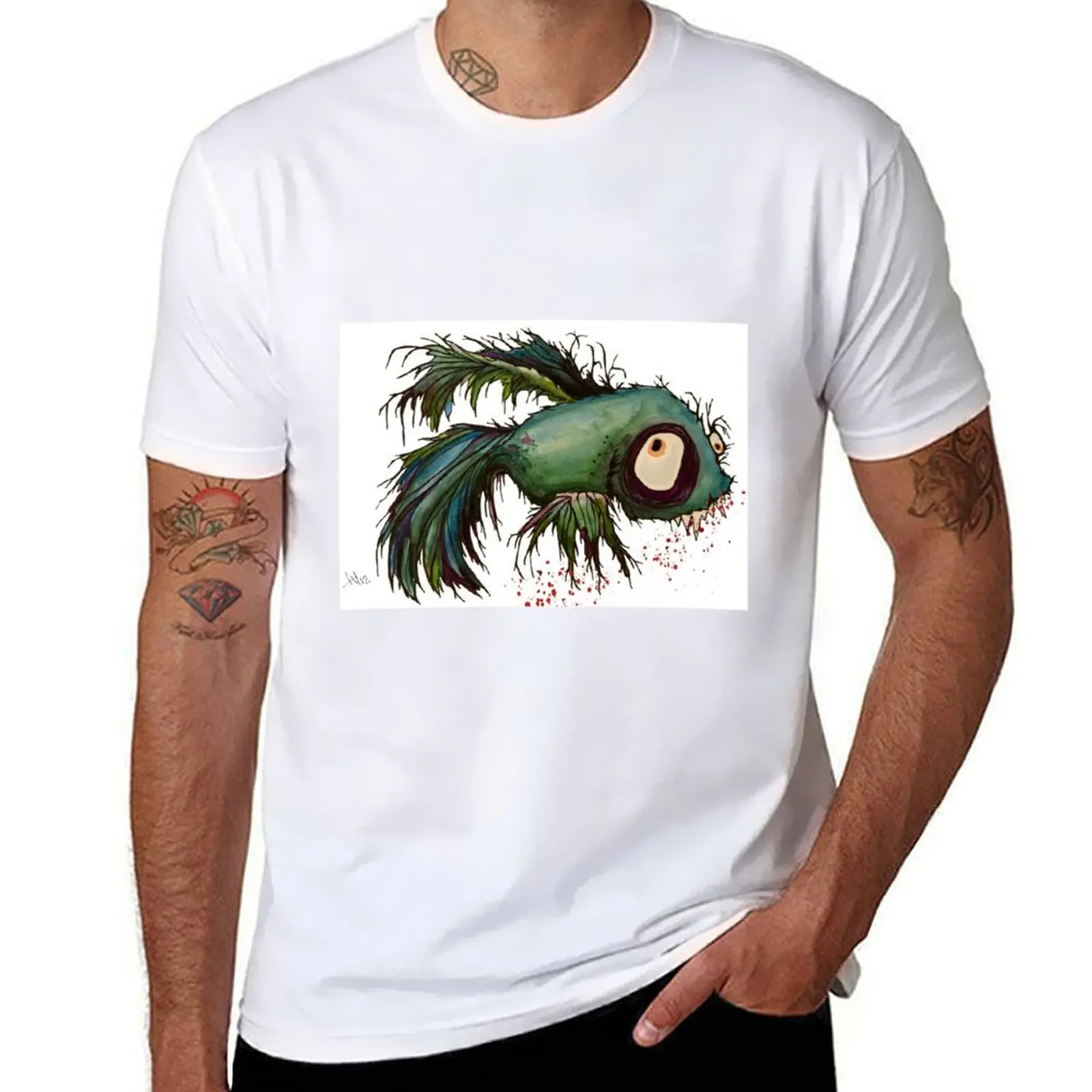 

ds the zombie betta fish T-Shirt cotton tshirt 100% cotton t shirt pack T-Shirt