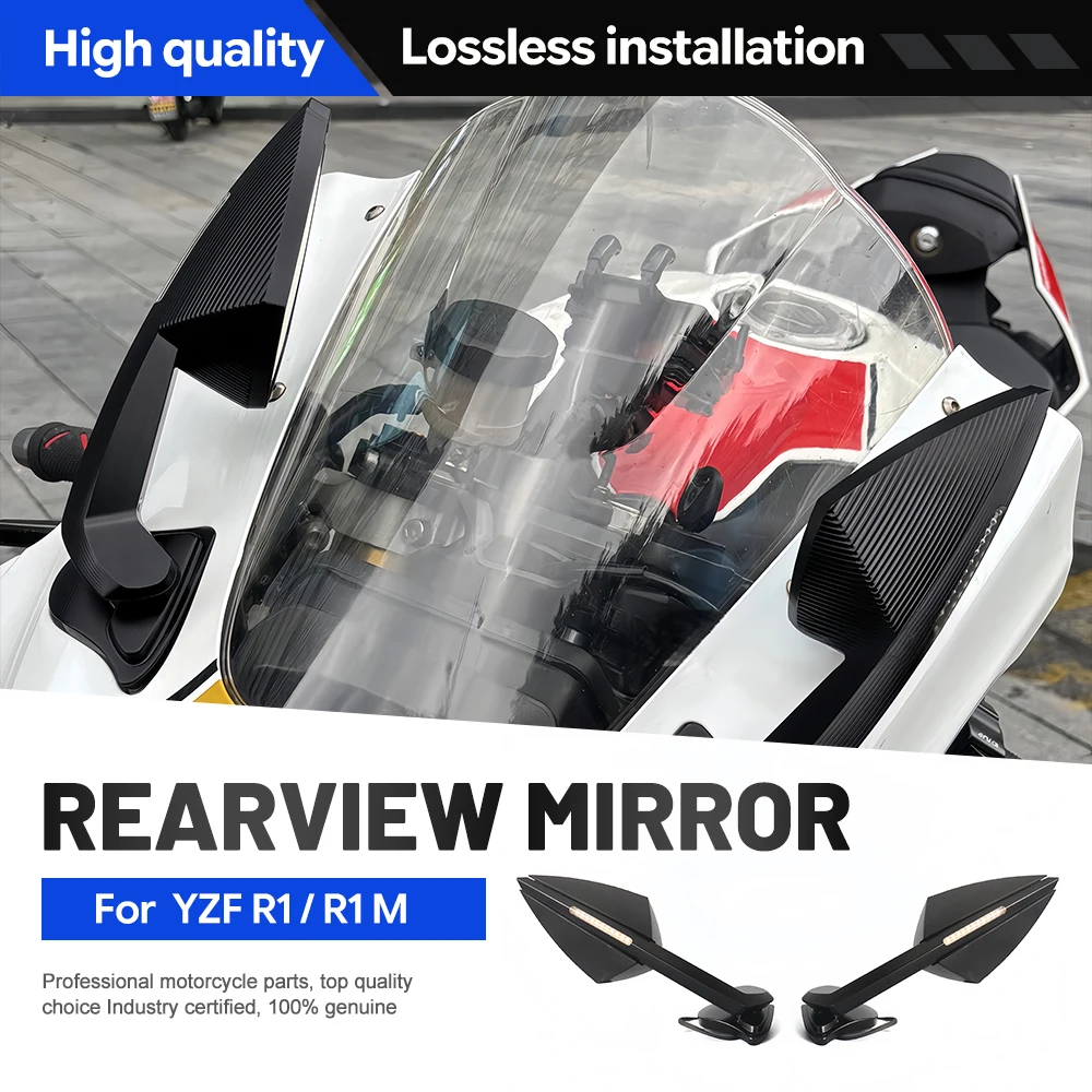 Motorcycle Rearview Side Rearview Adjustable Handlebar Left Right Mirror Suitable For Yamaha YZF-R1 YZF-R1M 2020-2025