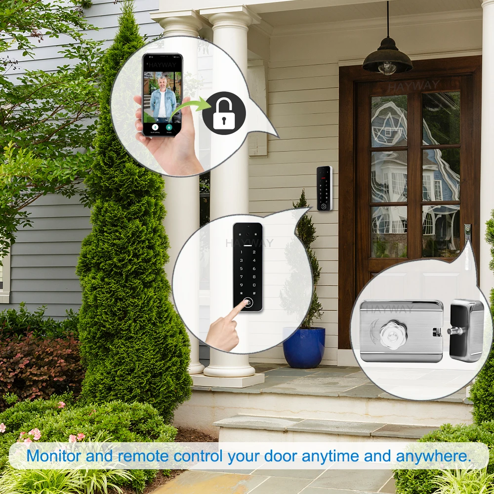 Imagem -04 - sem Fio Tuya hd Video Campainha Home Video Intercom Câmera Doorphone Suporte One-key Desbloqueio Cartão Rfid Senha de Desbloqueio