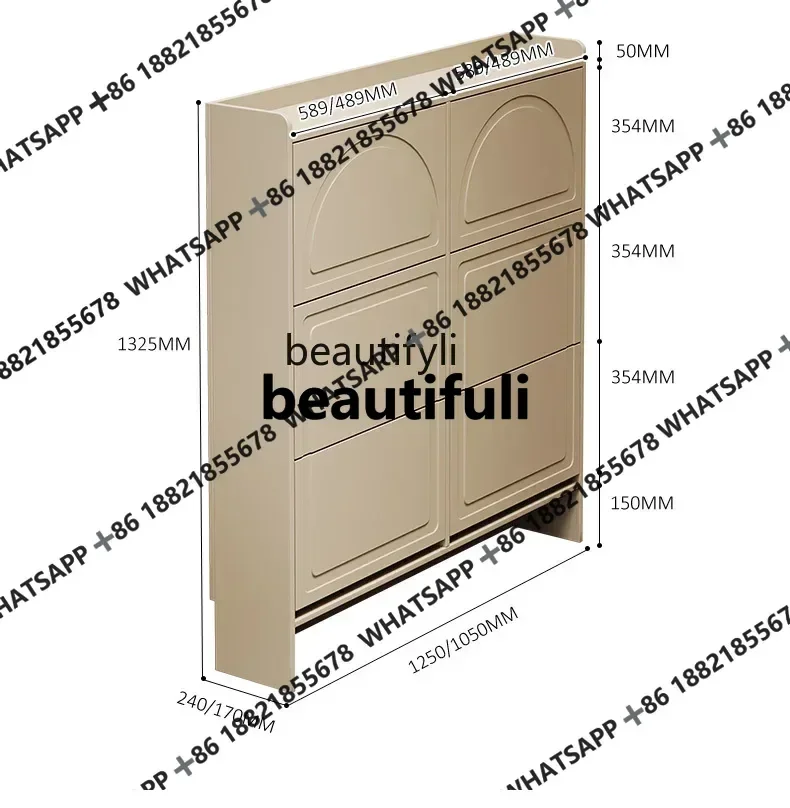 xzzLight luxury ultra-thin tipping bucket shoe cabinet Solid wood household door entrance Very narrow door corridor cabinet
