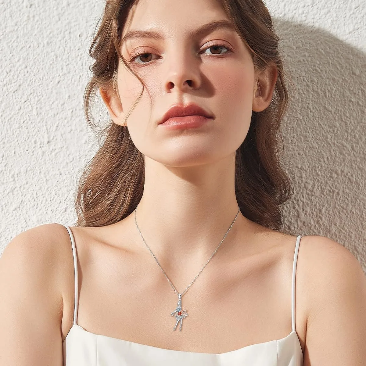 Exquisite Ballet Girl Colorful Rhinestone Pendant Necklace for Women Elegant Women Party Jewelry Accessories Girl Birthday Gifts