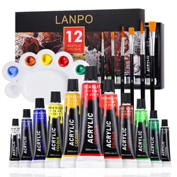 Acrylic pigment 12/24 Colors 12ml Tube Acrylic Set, Paint for Fabric, Clothing, Painting, Rich Pigments for Artists supplies set