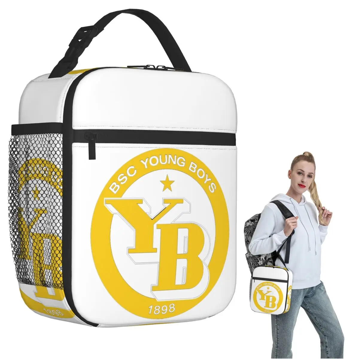 

BSC Young Boys Swiss Football Sports Fans Bern Switzerland Insulated Lunch Bag Women Portable Food Boxes Thermal Lunch Box Tote
