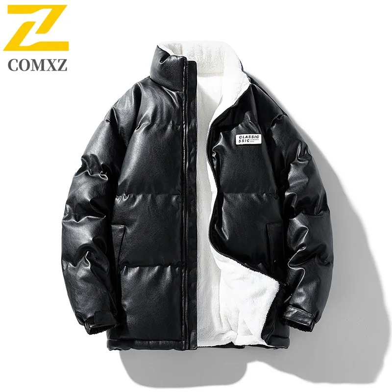 

COMXZ Men Winter Jacket Trendy Solid Color Ski Trip Windproof Street Look Fleece Jacket Daily Sports Comfort Fit Padding Coat