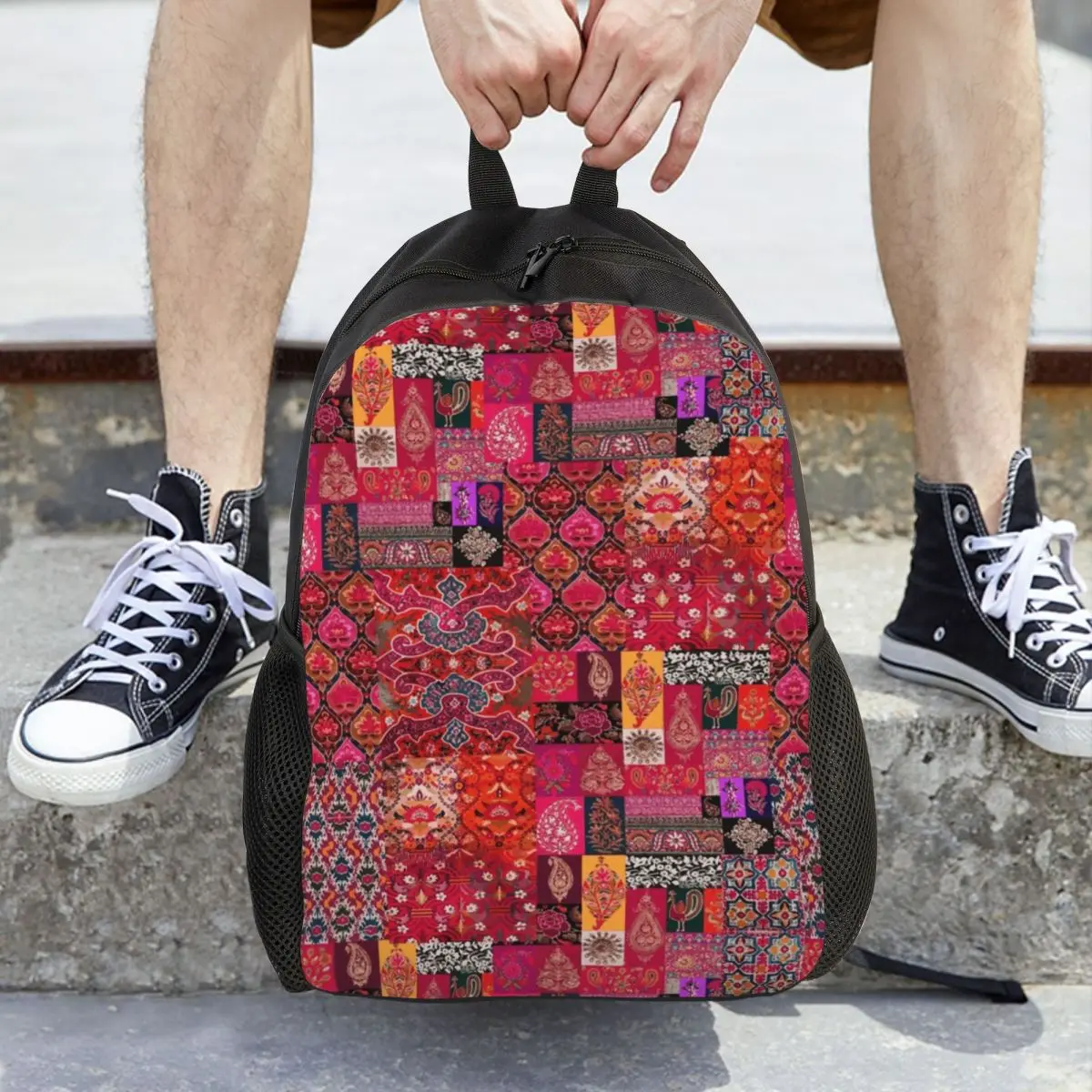 

HQ Bohemian Traditional Oriental Moroccan Backpack Daypack Large Capacity Kids BookBag School Bag Shoulder Bags for Men Women
