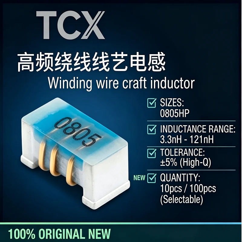 Inductor de chip bobinado TCX 0805HP 3.3nH - 121nH, inductor SMD RF de alta calidad |   Núcleo de Cerámica de Precisión |   10 piezas / 100 piezas seleccionables |
