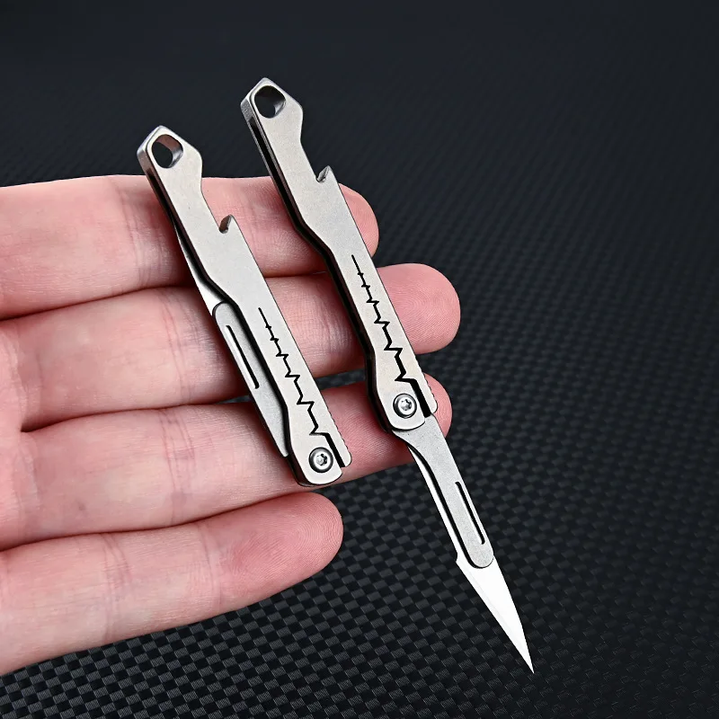 TC4 Titanium Alloy Quick Open Scalpel Knife NO11 Replaceable Blades Outdoor Camping Riding Survival Portable EDC Tool 10 Blade