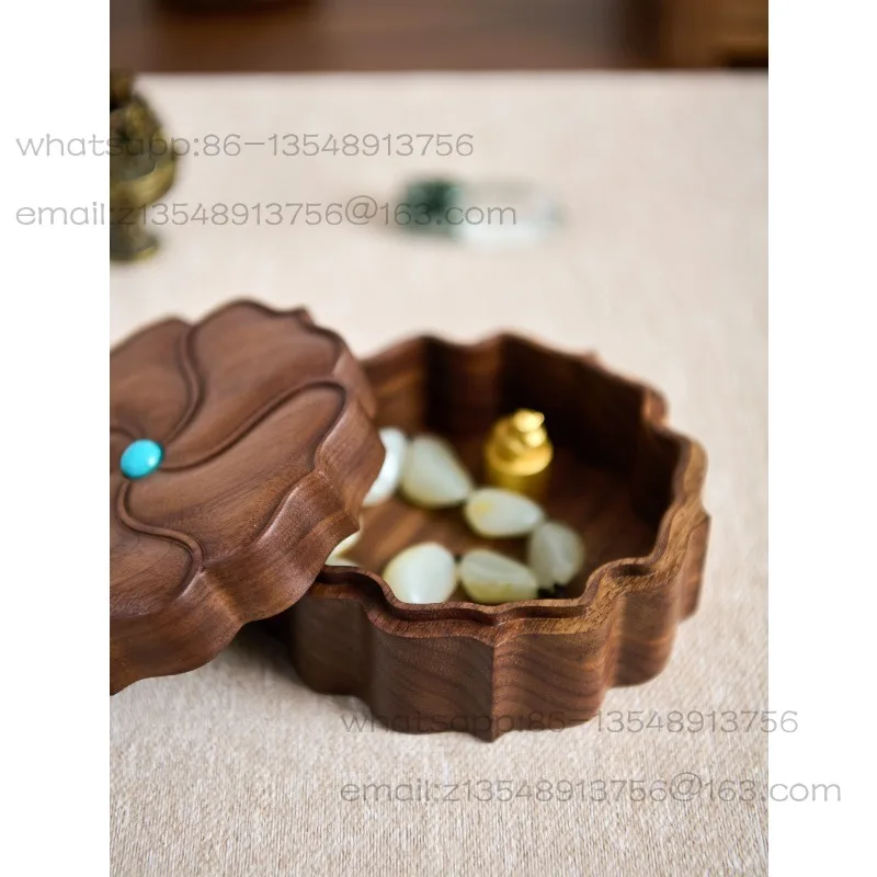 North American black walnut whole wood retro sunflower jewelry box wooden storage small wooden box classic bracelet  gift