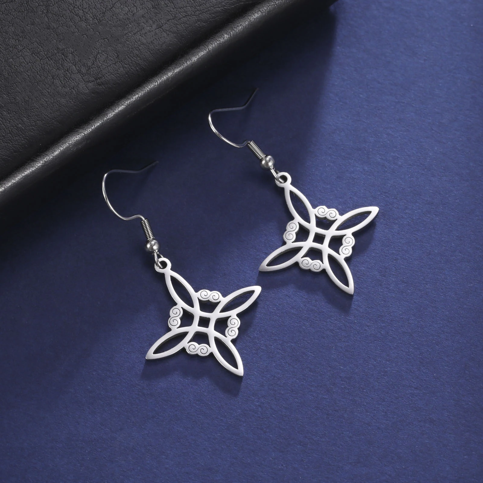 Skyrim Amulet Witch Knot Earring for Women Stainless Steel Witchcraft Drop Earrings Supernatural Wiccan Jewelry Christmas Gift