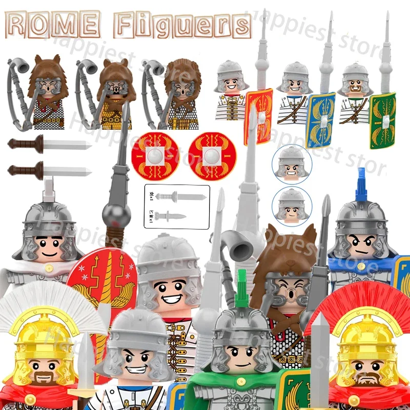 Moc Medieval Rome Knights Figures Accessories Soldier Sword Building Blocks Castle Spartan Warrio Roman Legion Lion Bricks Toys