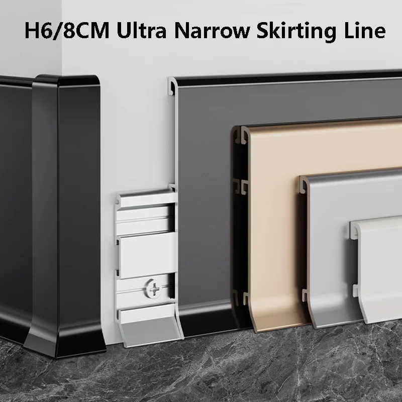 Ultra Narrow Skirting Baseboard Aluminum Profile Channel Corridor Living Room Bedroom Hidden Wall Skirting Line Hard Strip Light