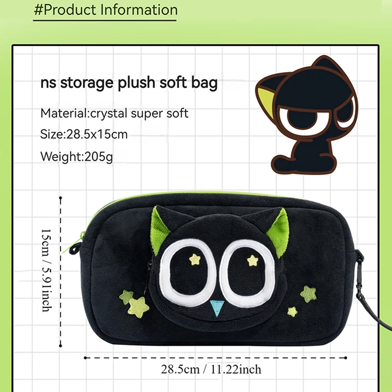 For Nintendo Switch Case OLED/NS Accessorie Plush Storage Bag Cute Black Cat Crossbody Storage Bags For Switch Console Games