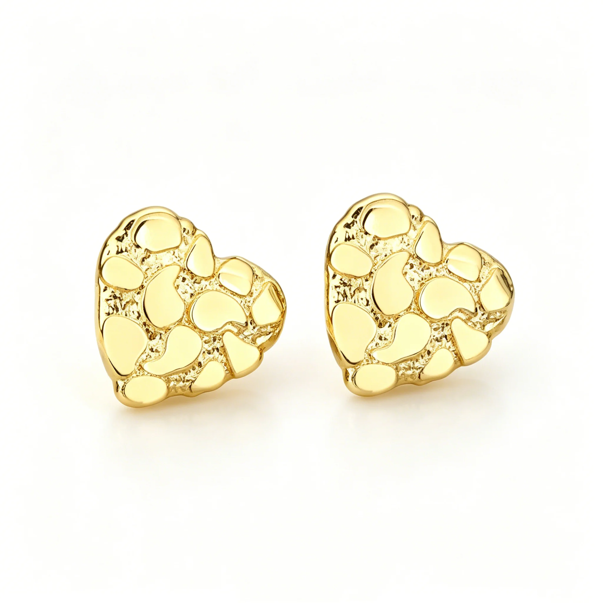 Stainless Steel Gold-Plated Heart-Shaped Irregular Texture Earrings for Women Retro Minimalist Versatile Earrings Jewelry Gifts