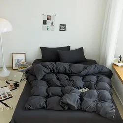 Nordic Bedding Set with Duvet Cover Bed Sheet Pillowcase Single Couple Bedspreads King Queen 1/2 People Solid Color Bed Linen