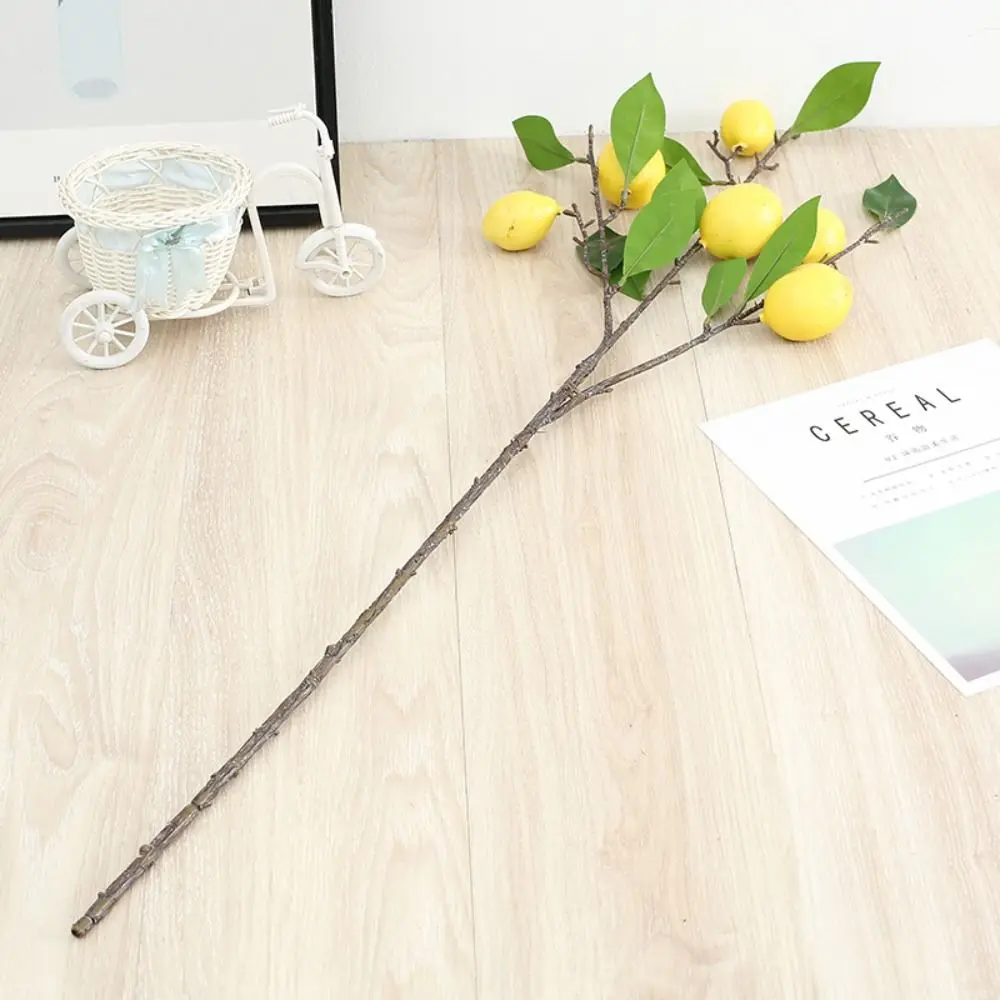 

6 Head Artificial Lemon Branches Realistic Handmade Simulation Fruit Tree Real Touch Artificial Orange Fruit Party Wedding Decor