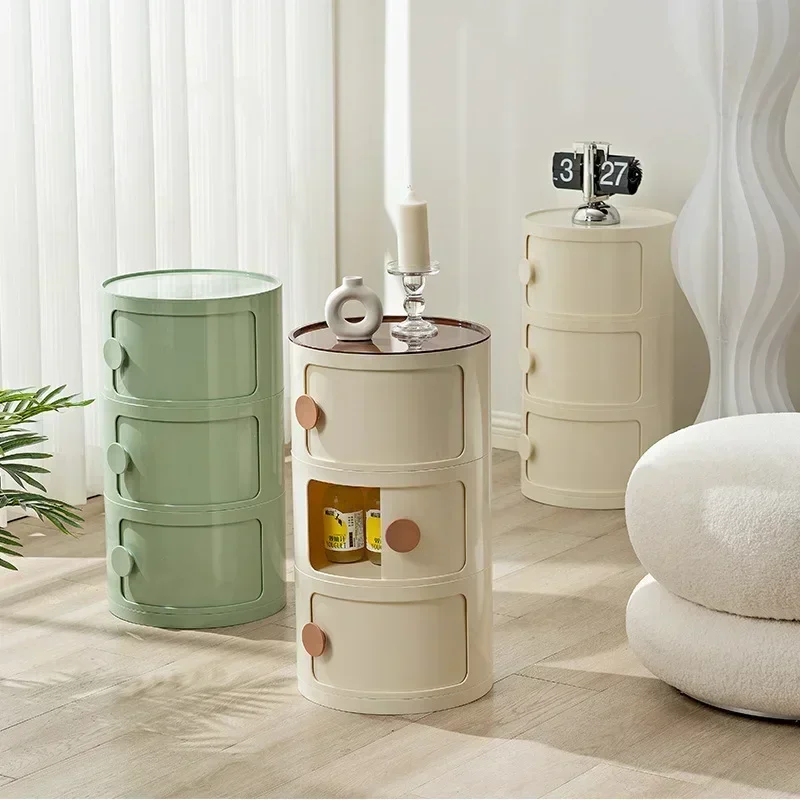 Nordic Bedside Table Round Home Simple Creative Bedroom Storage Cabinet Internet Celebrity Plastic Cartoon Ins Small Cabinets