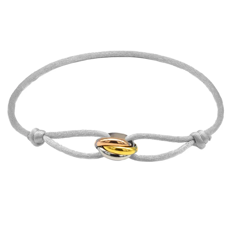 Zalman Groothandel GDS888 Luxe Unisex Armband 3 Metalen Gesp Handketting Verstelbare Heren Touw Armband Voor Vrouwen Sieraden Geschenken