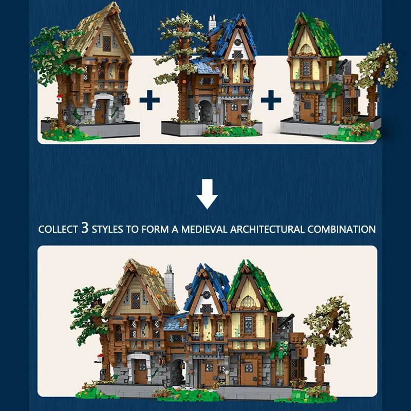MOC Medieval House Model DIY Building Blocks Kits Blacksmith Tavern with LED Technical Brick Toys Adults Children for Gifts