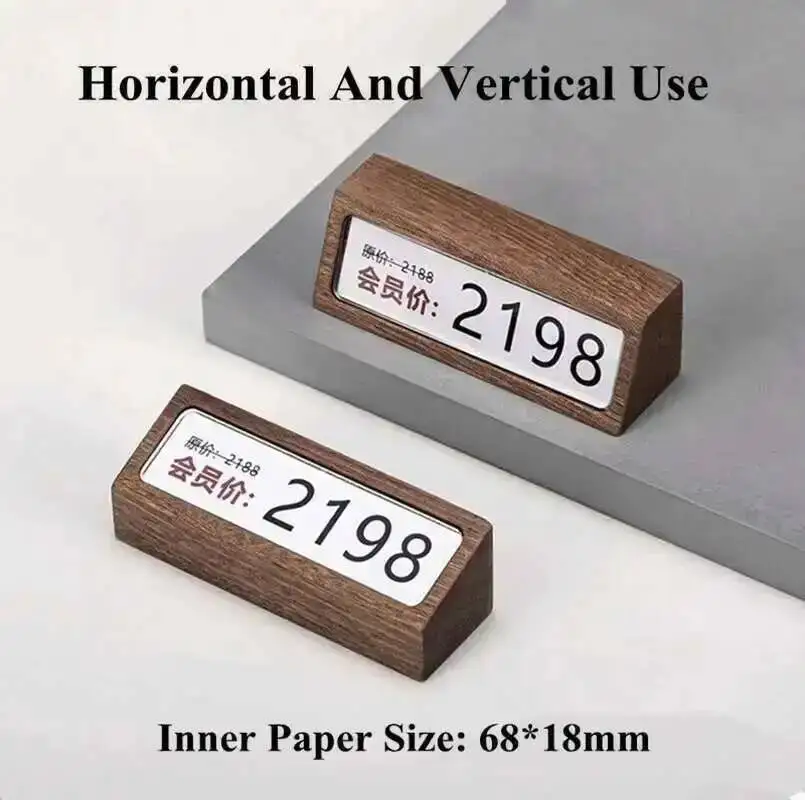 5pcs 68x18mm Wood Mini Price Label Paper Holder Display Stand Sign Holder Storage Organizer Price Card Tags