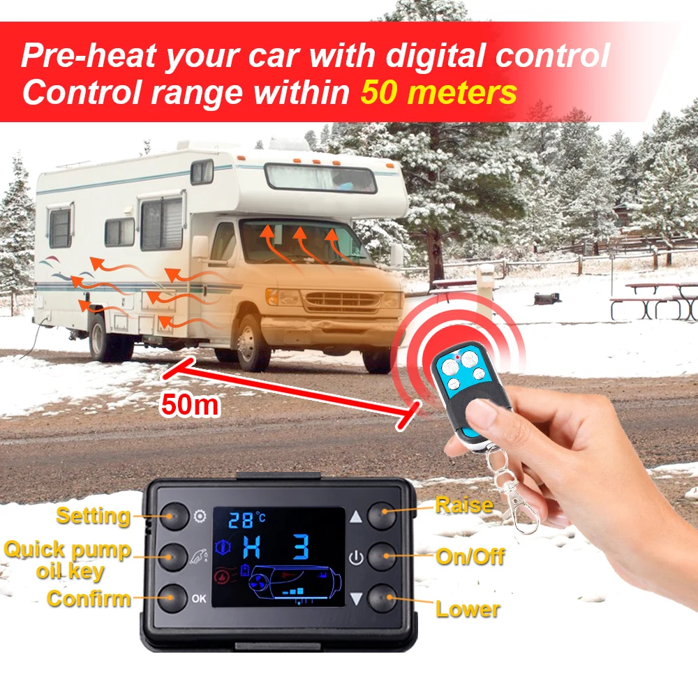 สวิตช์ควบคุมอากาศดีเซลจอแสดงผล LCD เมนบอร์ดกระดานควบคุม12V สำหรับ eberspacher webasto diesels