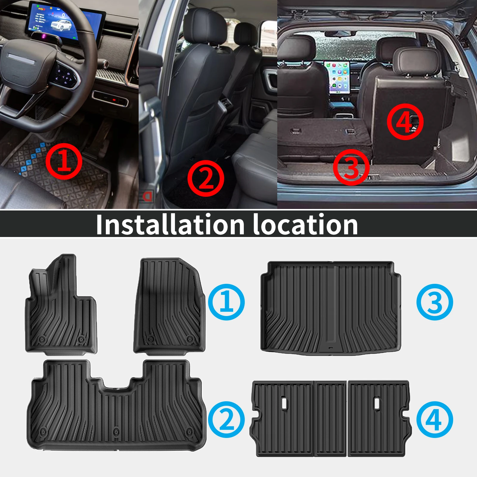 for Changan Shenlan Deepal G318 2024-2026 Waterproof TPE Car Mats 3D Laser Scanning Perfect Fit Odorless Accessories Easy Clean