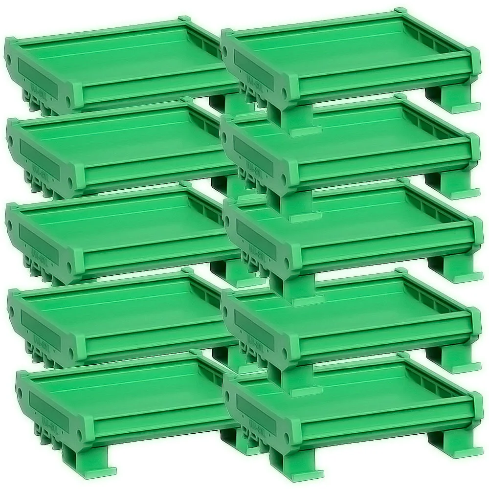 80mm Wide PCB Module Box Bracket Shell DIN Rail Mount PLC Terminal Block Circuit Board Holder Customizable 10 Sets