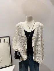 Vintage  Sleeveless Crochet Vests Jackets For Women Tank Tops Summer Loose Boho Beach Cover Up Casual Women's Blusas