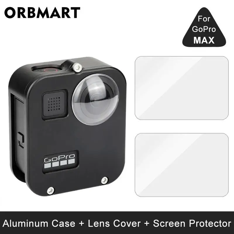 

Aluminum Alloy Protective Case for GoPro MAX 360 Housing Metal Frame Cage + Lens Cover + Screen Protector for Go Pro Accessories