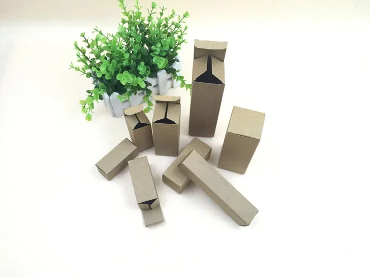 50Pcs/Lot 3.1*3.1*8.3cm Essential Oil Lipstick Perfume Bottle Packag Brown Kraft Paper Box Cosmetic Nail Polish Gift Event Box
