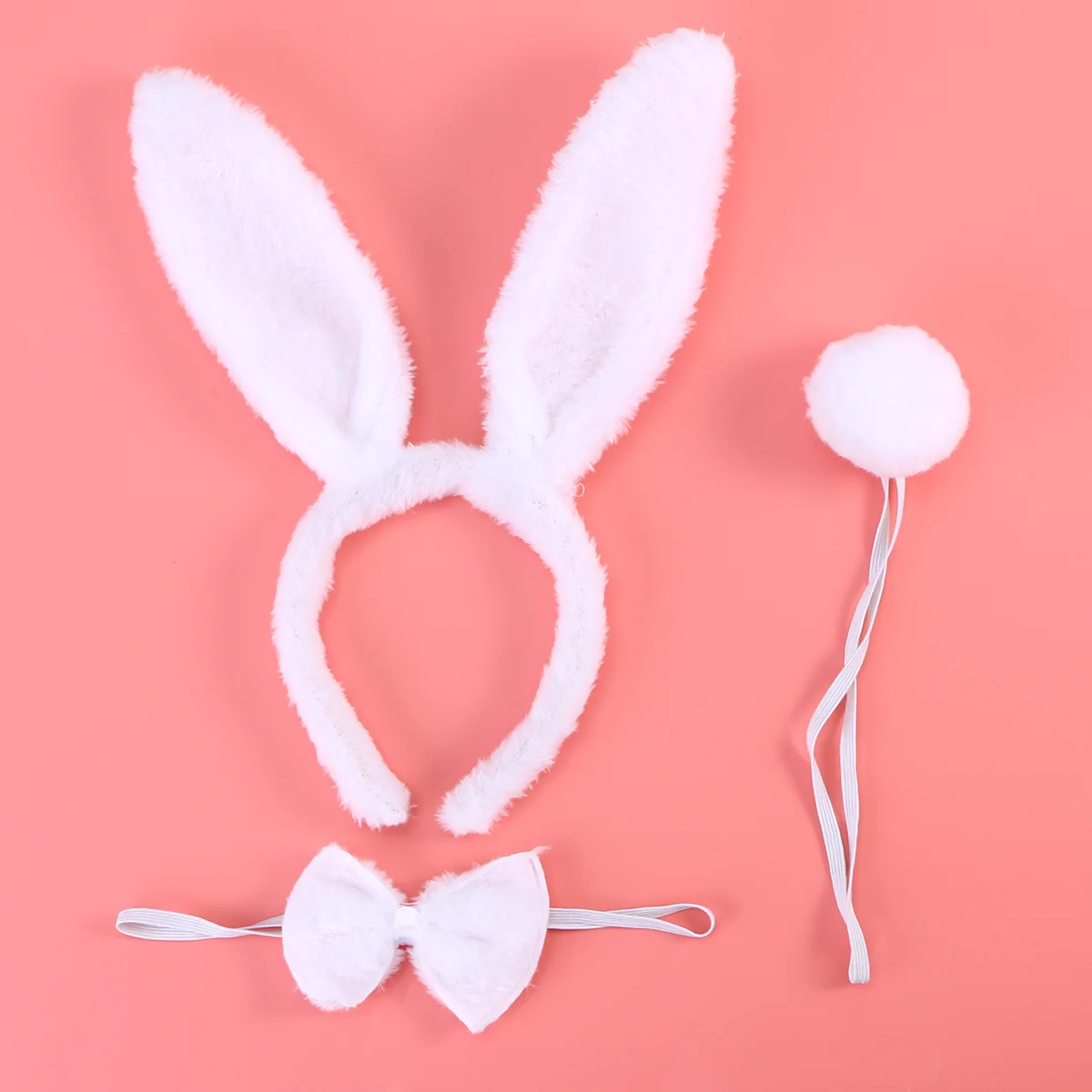 

1 Set of Kids Adult Rabbit Bunny Ears Headband Bow Ties Tail Set Party Cosplay Costume (White) bunny cosplay set