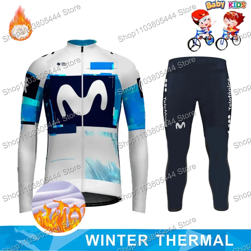 Kids M Pro Team 2025 Cycling Jersey Set Winter Fleece Boy Girl Clothing Long Sleeve Children Bike Bicycle Jacket Pant Suit MTB