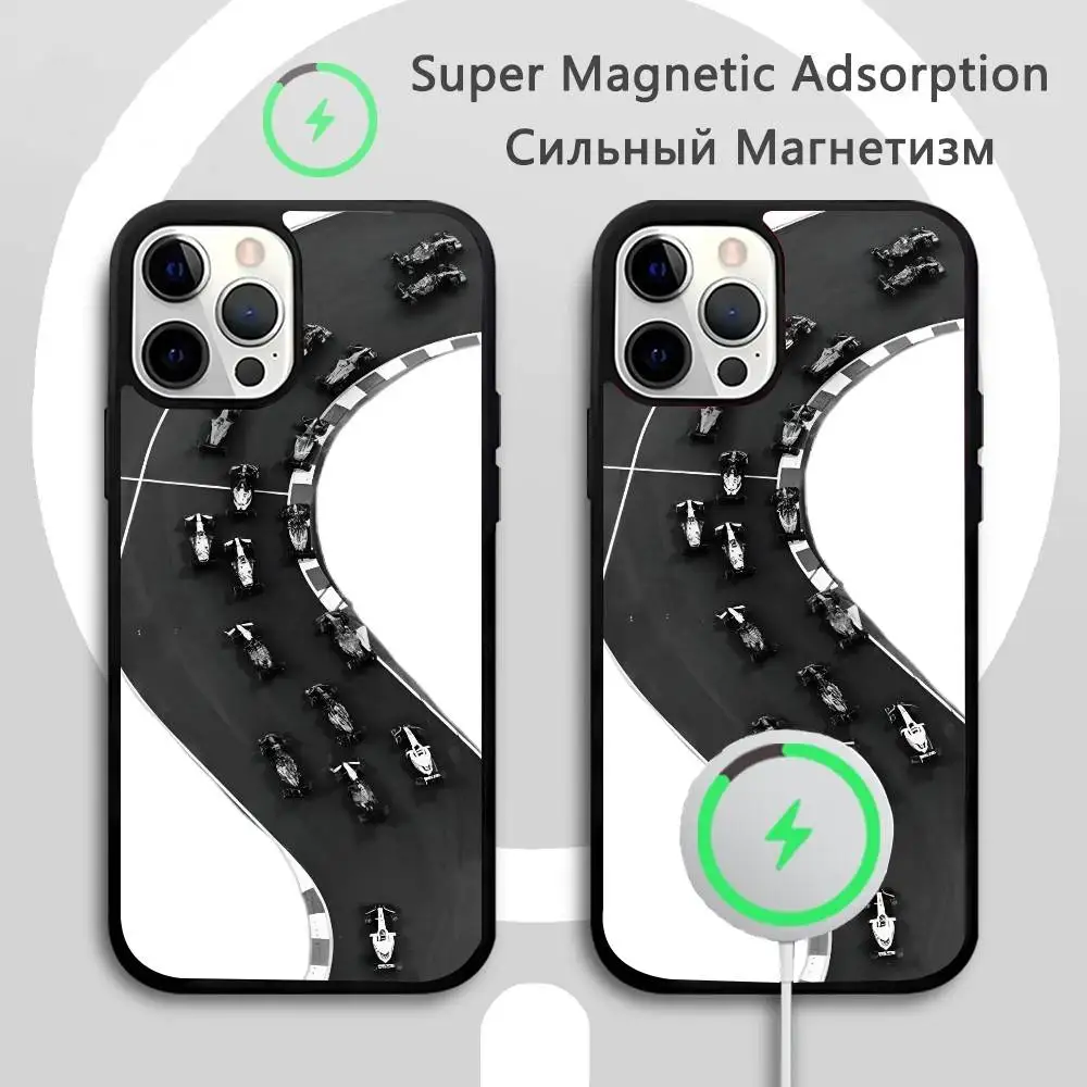 EPC, черно-белый чехол с иллюстрацией Formel 1, Grandprix, сильный магнитный чехол для iPhone 16, 15, 14 13 Pro Max 11 12 Mini для Magsafe