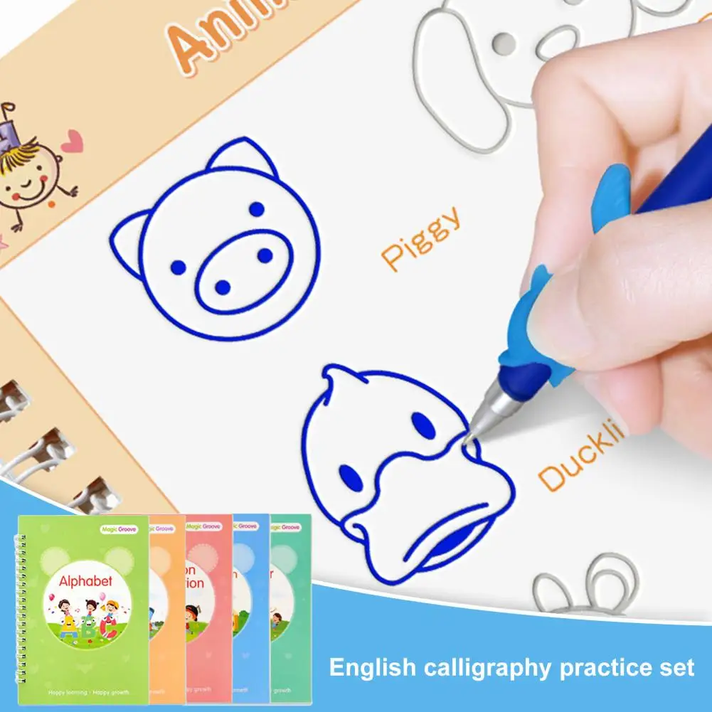 Comfortable Handwriting Workbook Enhance Children's Handwriting Skills with Reusable Grooved Copybook Set Calligraphy for School