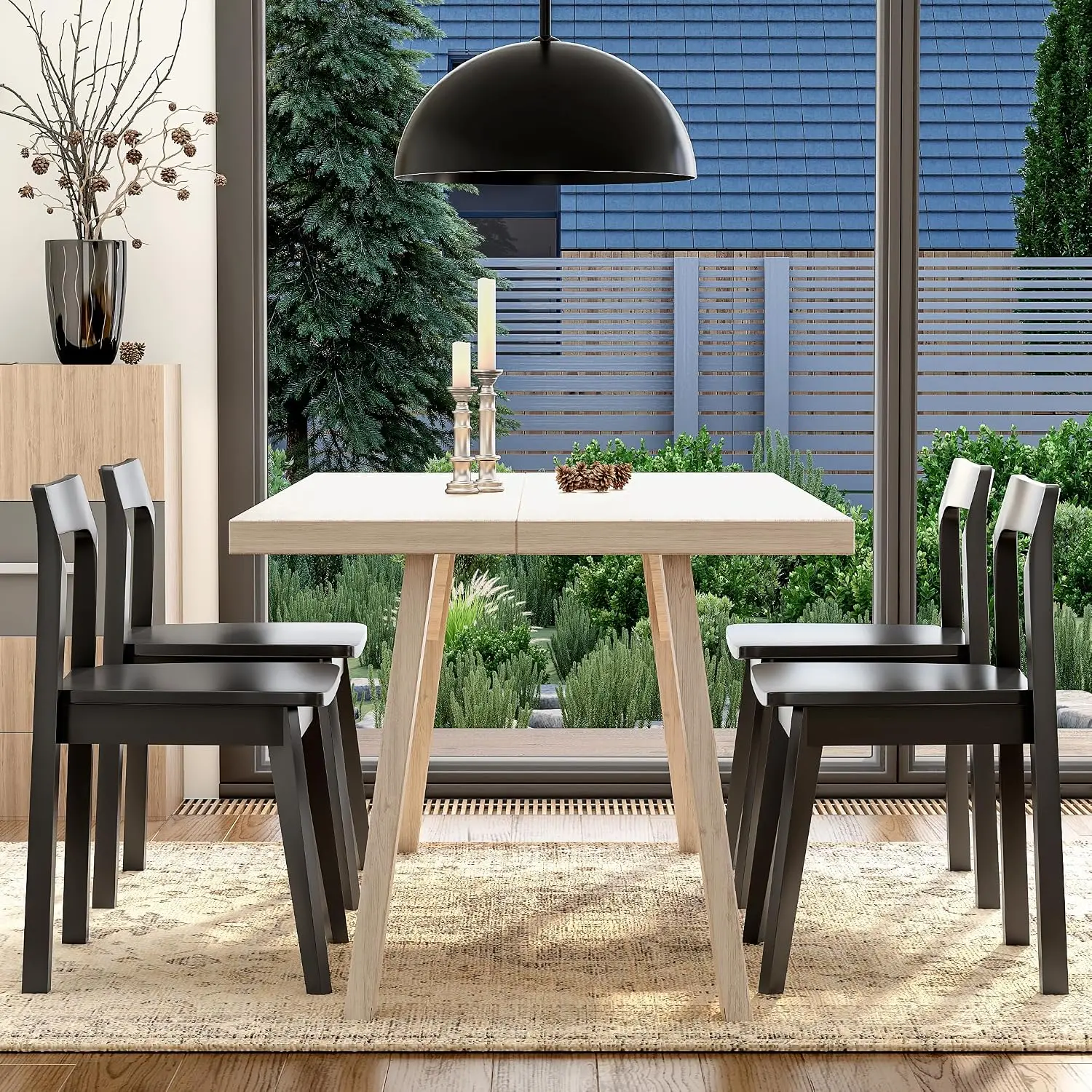 Wood Dining Chairs Set of 4 Modern Kitchen Chair Curved Back Armless Side Accent Chair Black, Customized