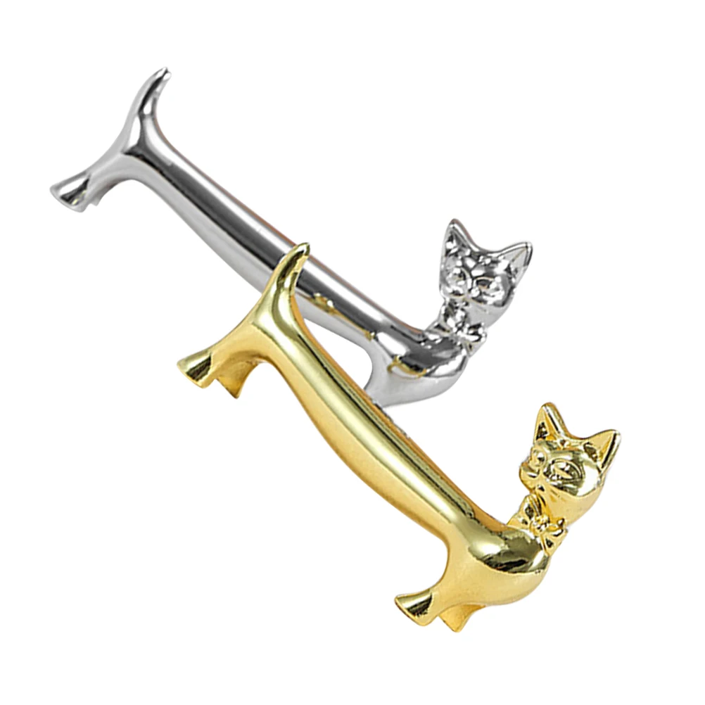 

2 Pcs Cat Chopstick Holder Delicate Chopstick Zinc Alloy Rest for Home Restaurant Tableware Easy Clean Silver Gold