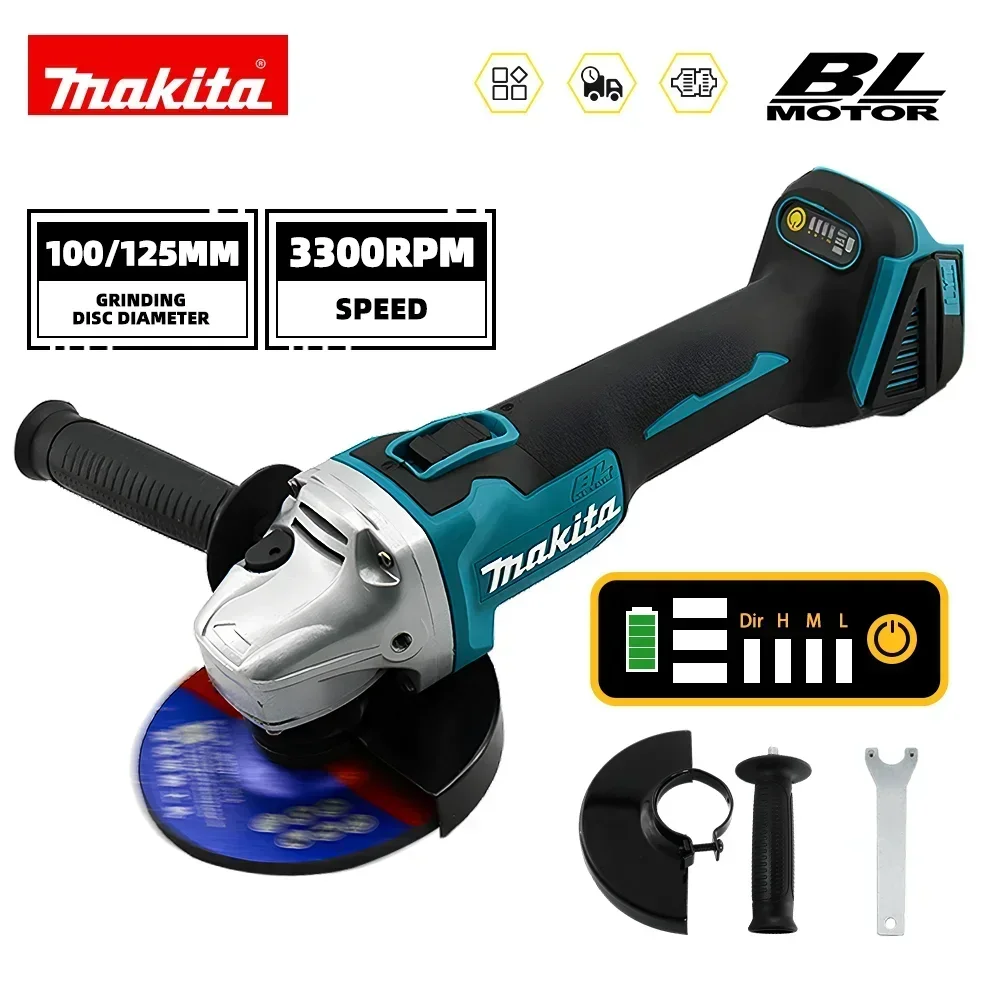 Makita 18V Cordless Brushless Angle Grinder DGA404 125mm - Professional Rechargeable Electric Grinder for Metal & Stone Working