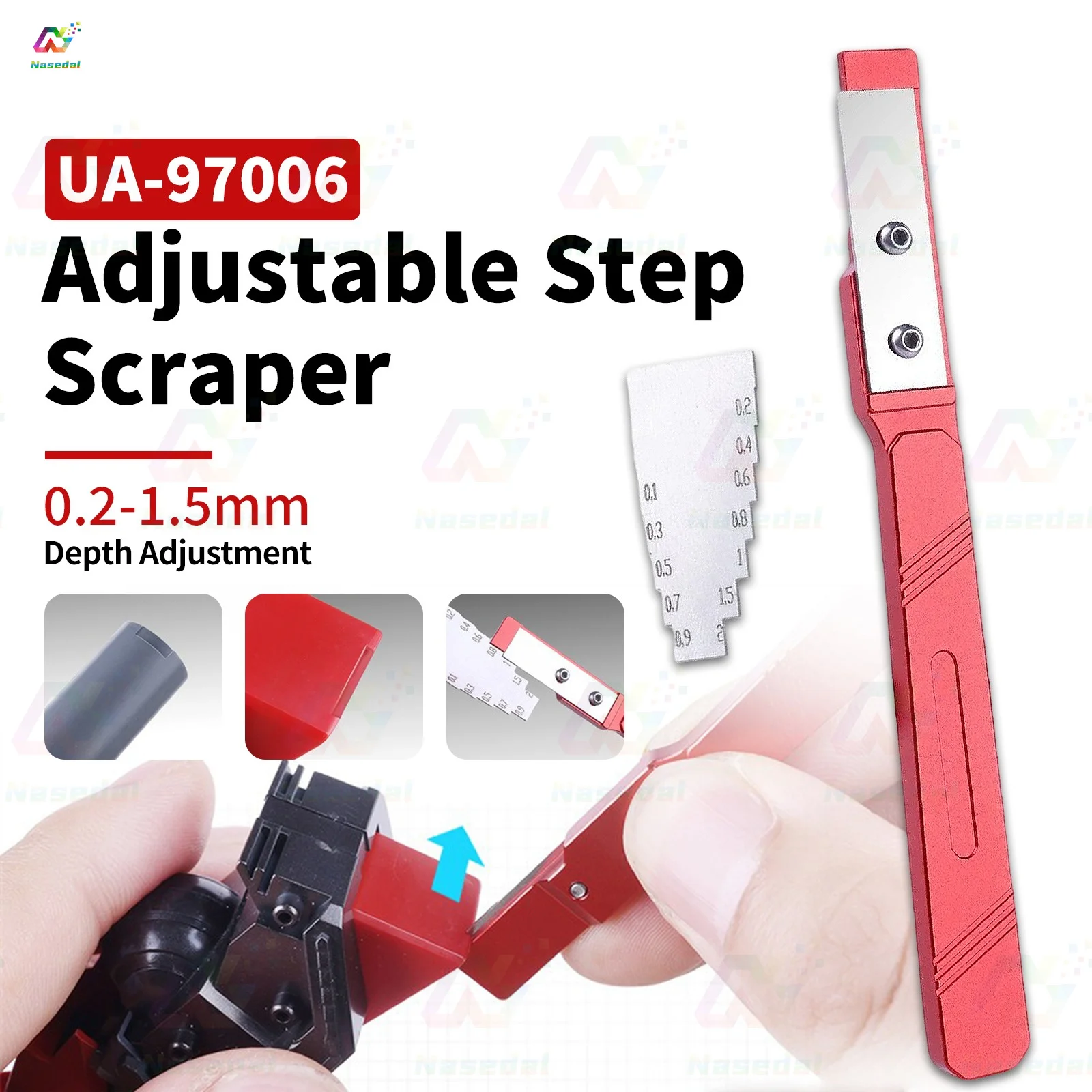 Ustar UA‑97006 Adustable Step Scraper 0.2‑1.5mm for Gundam Military Plastic Model Detailing Modification Hobby Building DIY Tool