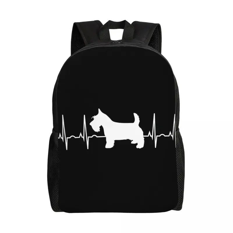 Scottish terrier dog heartbeat laptop backpack men women basic bookbag for school college student Scottie bag